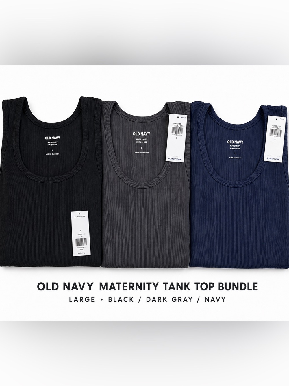 NWT Old Navy Maternity Ribbed Tank Tops Bundle 3 Size L